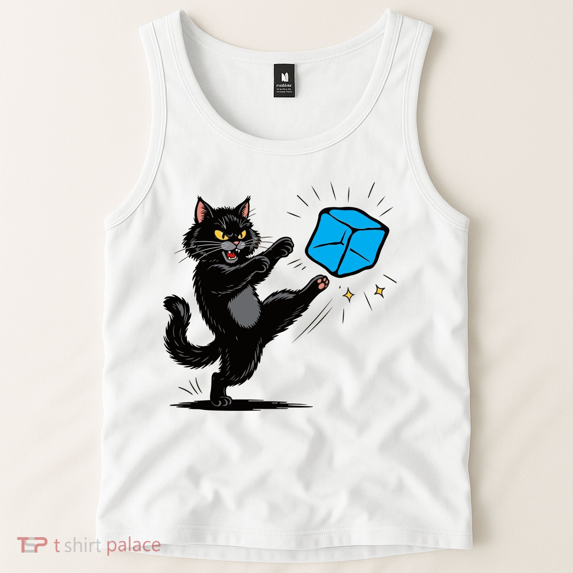 Anti ICE Funny Cat Kicking ICE  Tank Top