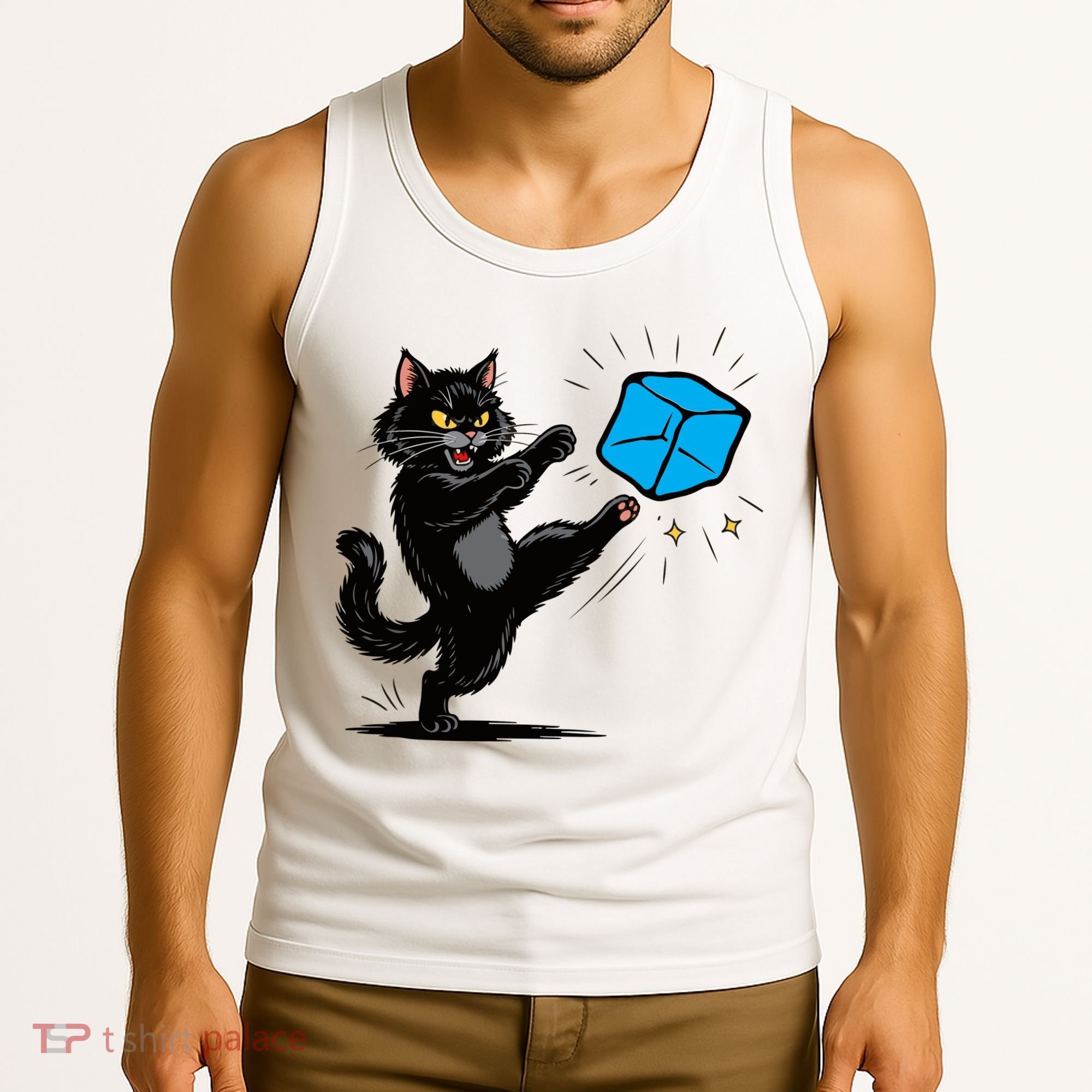 Anti ICE Funny Cat Kicking ICE  Tank Top