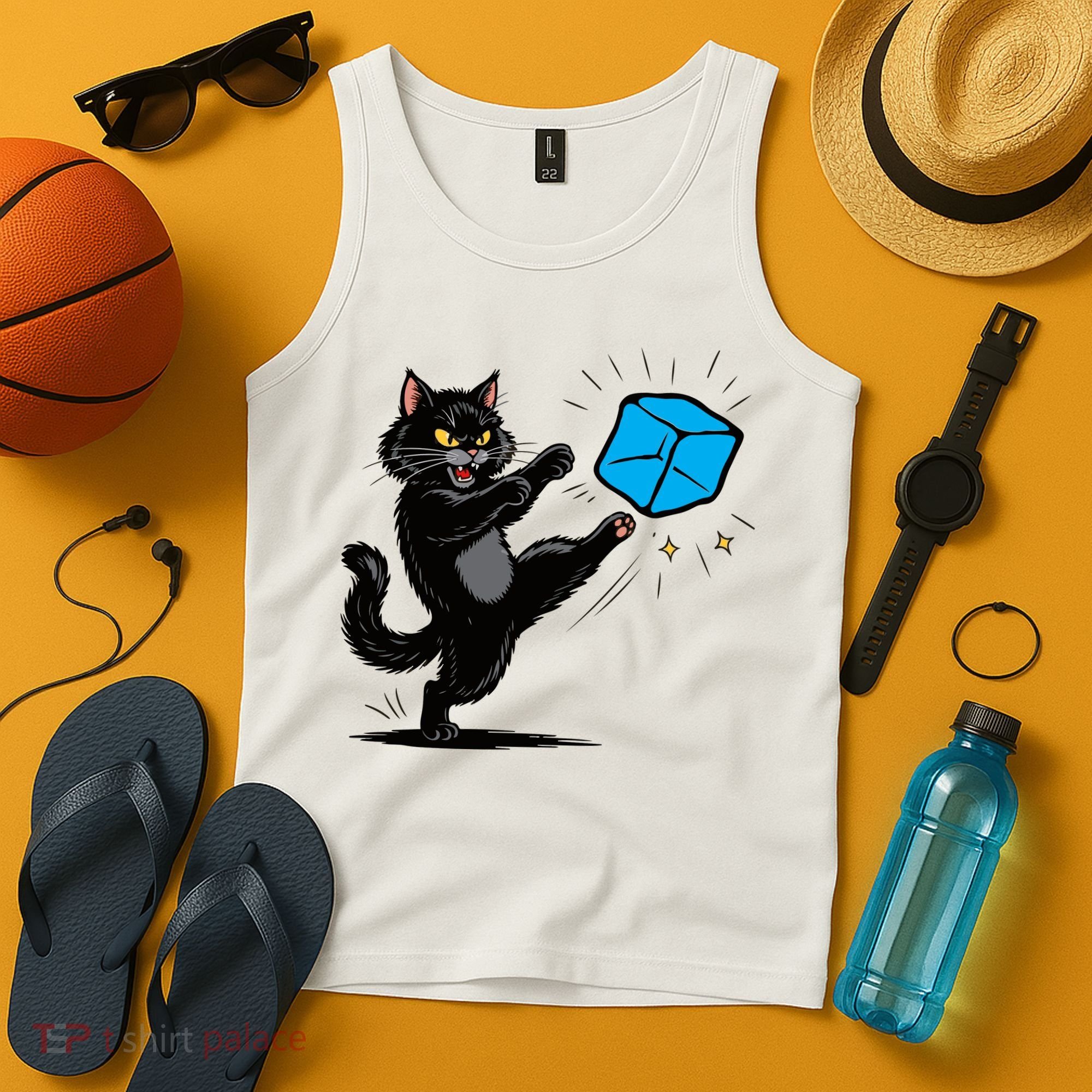 Anti ICE Funny Cat Kicking ICE  Tank Top