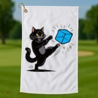 Anti ICE Funny Cat Kicking ICE  Golf Towel thumb 1