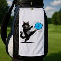 Anti ICE Funny Cat Kicking ICE  Golf Towel thumb 2