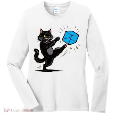 Anti ICE Funny Cat Kicking ICE  Women's Long Sleeve Shirt
