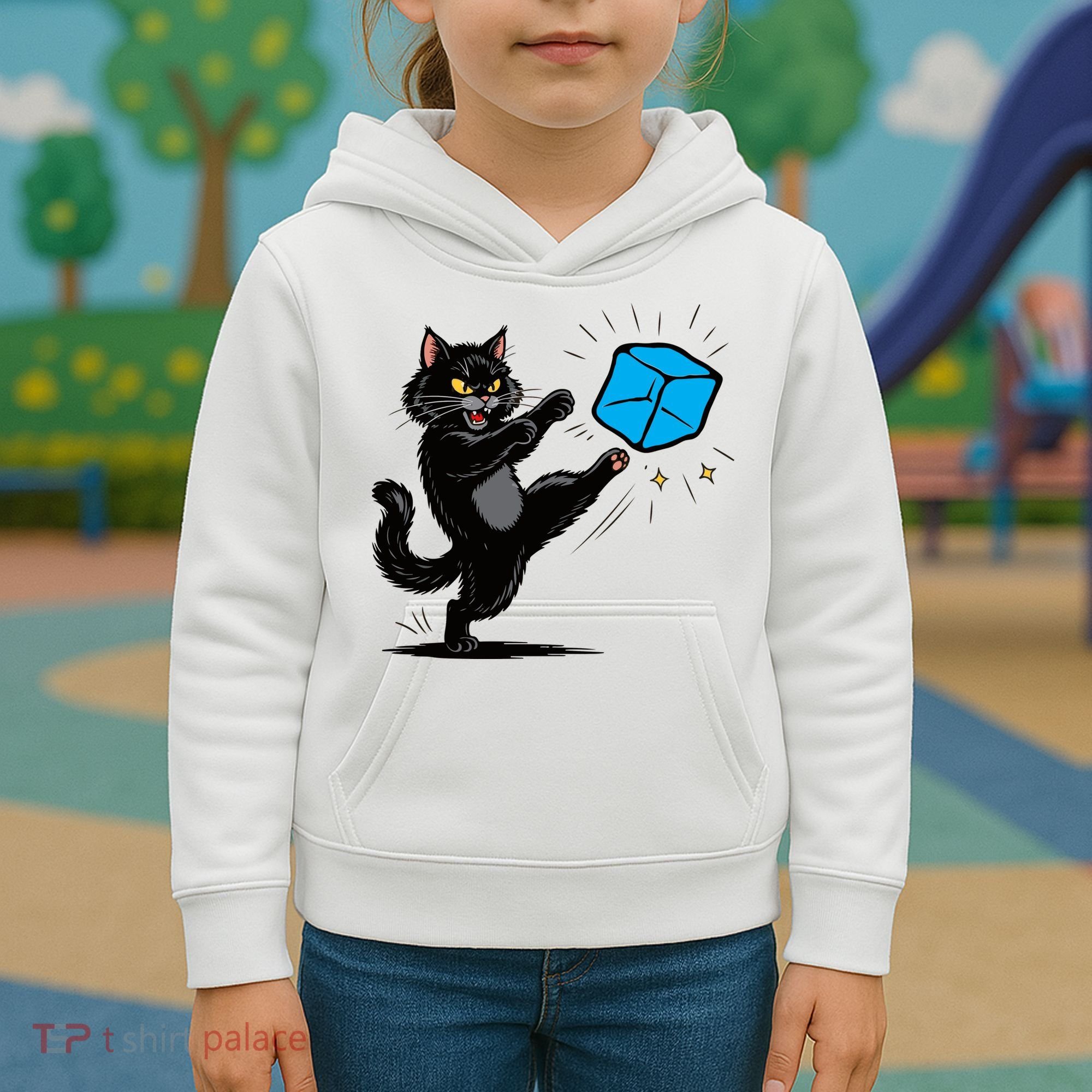 Anti ICE Funny Cat Kicking ICE  Kids Hoodie
