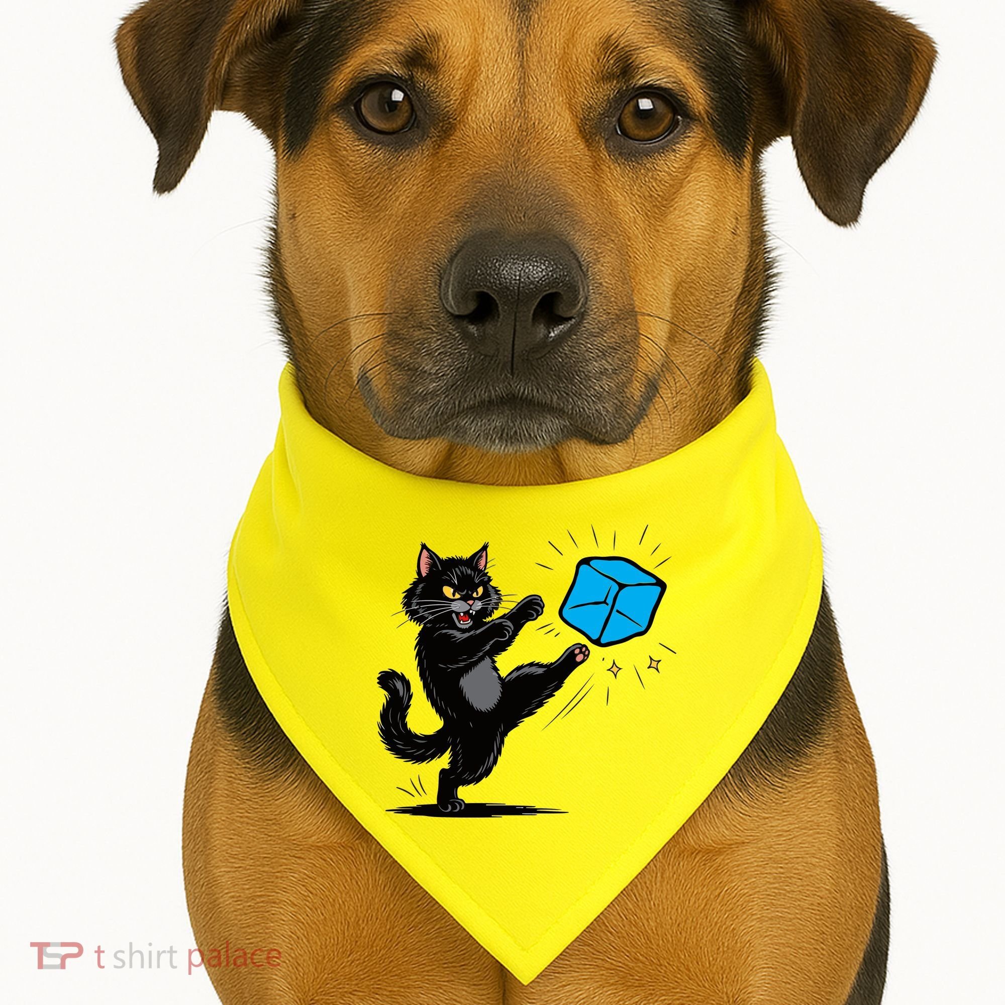 Anti ICE Funny Cat Kicking ICE  USA-Made Doggie Bandana