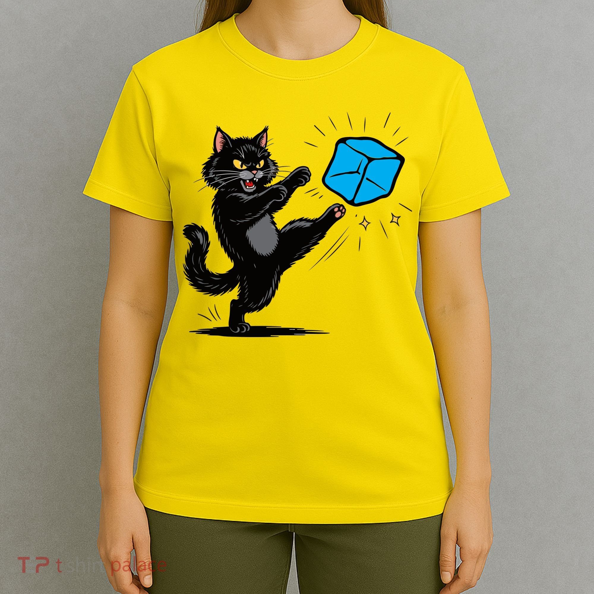 Anti ICE Funny Cat Kicking ICE  T-Shirt