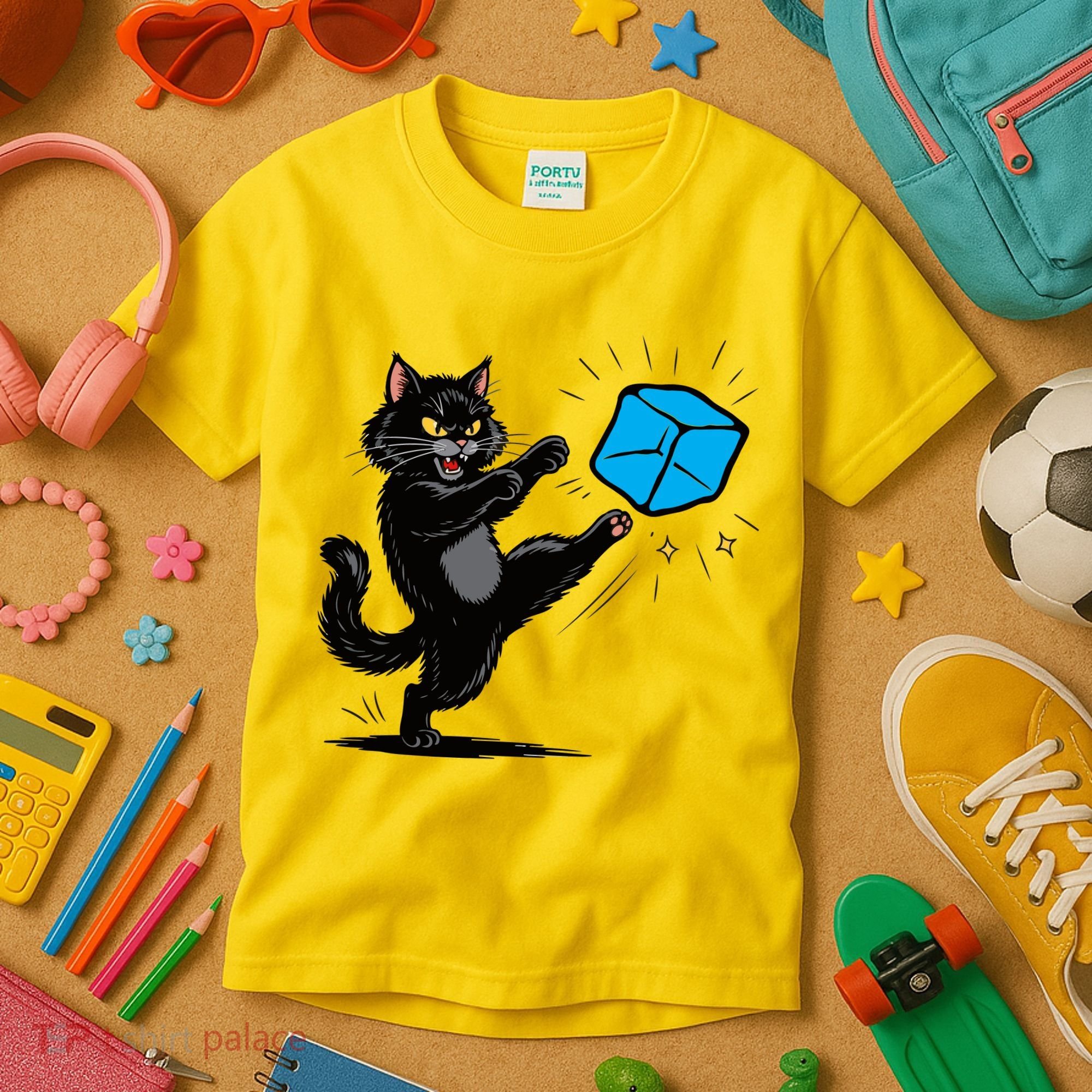 Anti ICE Funny Cat Kicking ICE  Kids T-Shirt