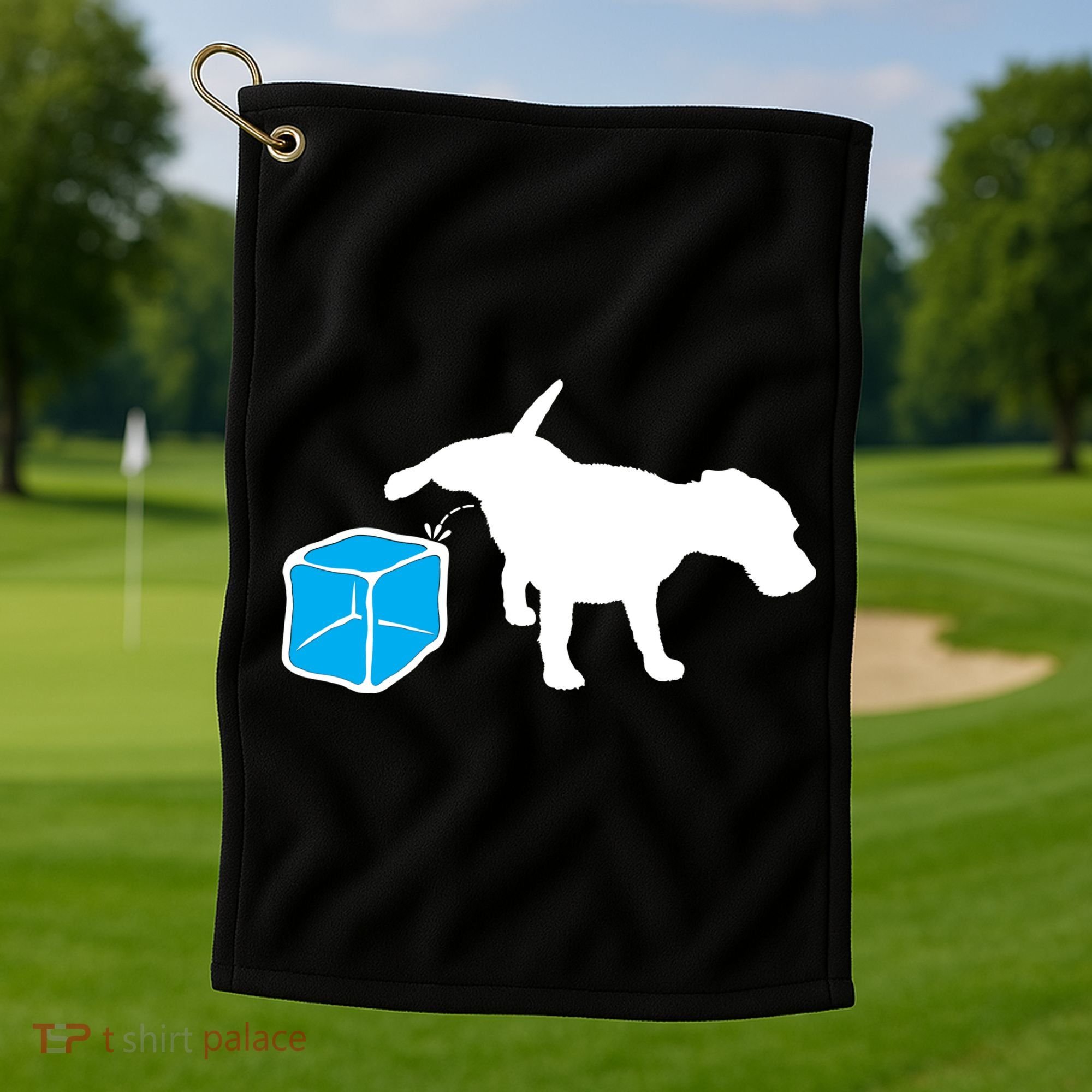 Anti ICE Funny Dog Peeing On ICE Golf Towel
