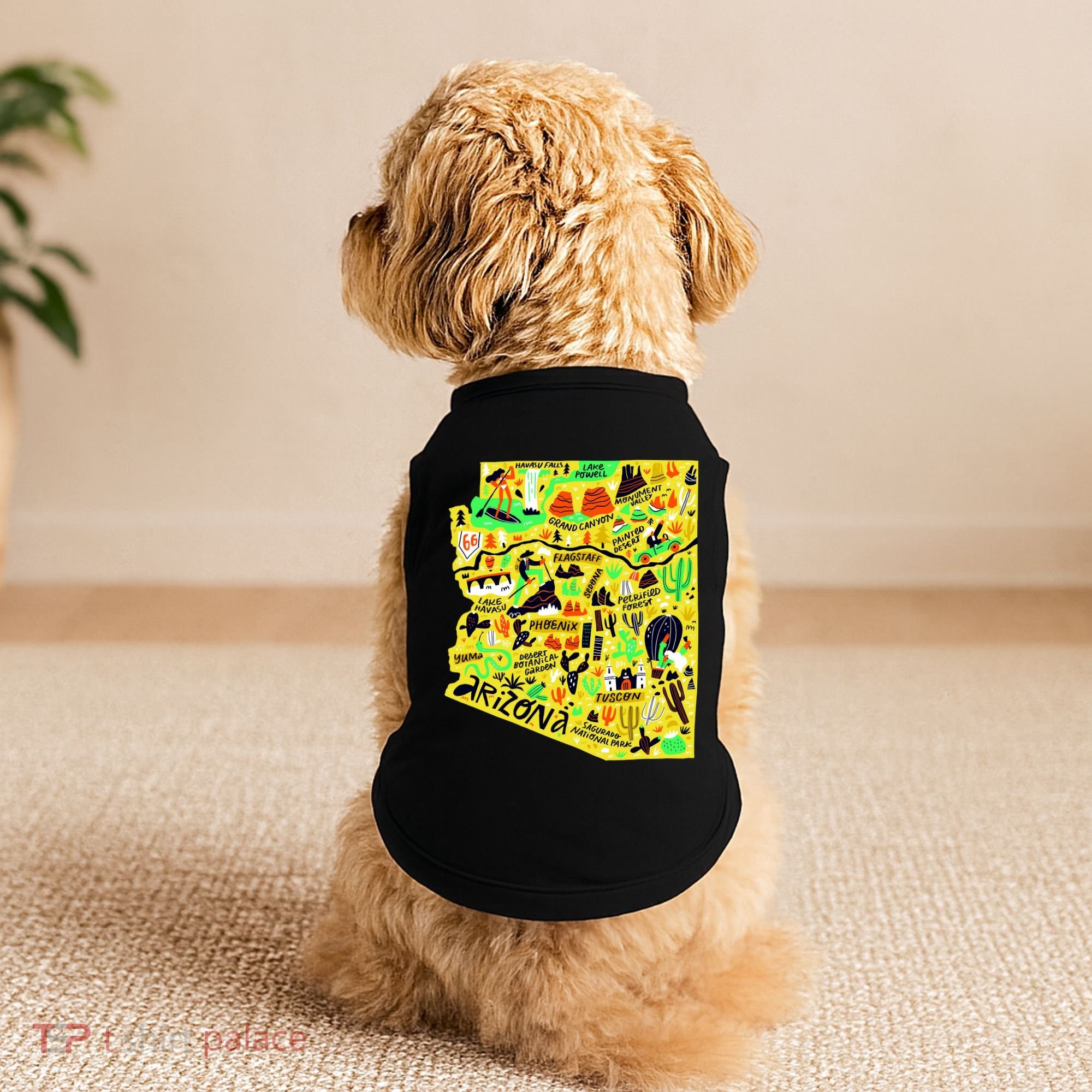 Arizona Infographic Hand Drawn Map Doggie Tank