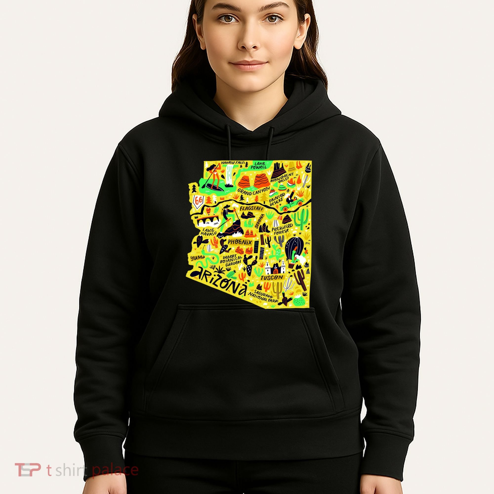 Arizona Infographic Hand Drawn Map Hoodie