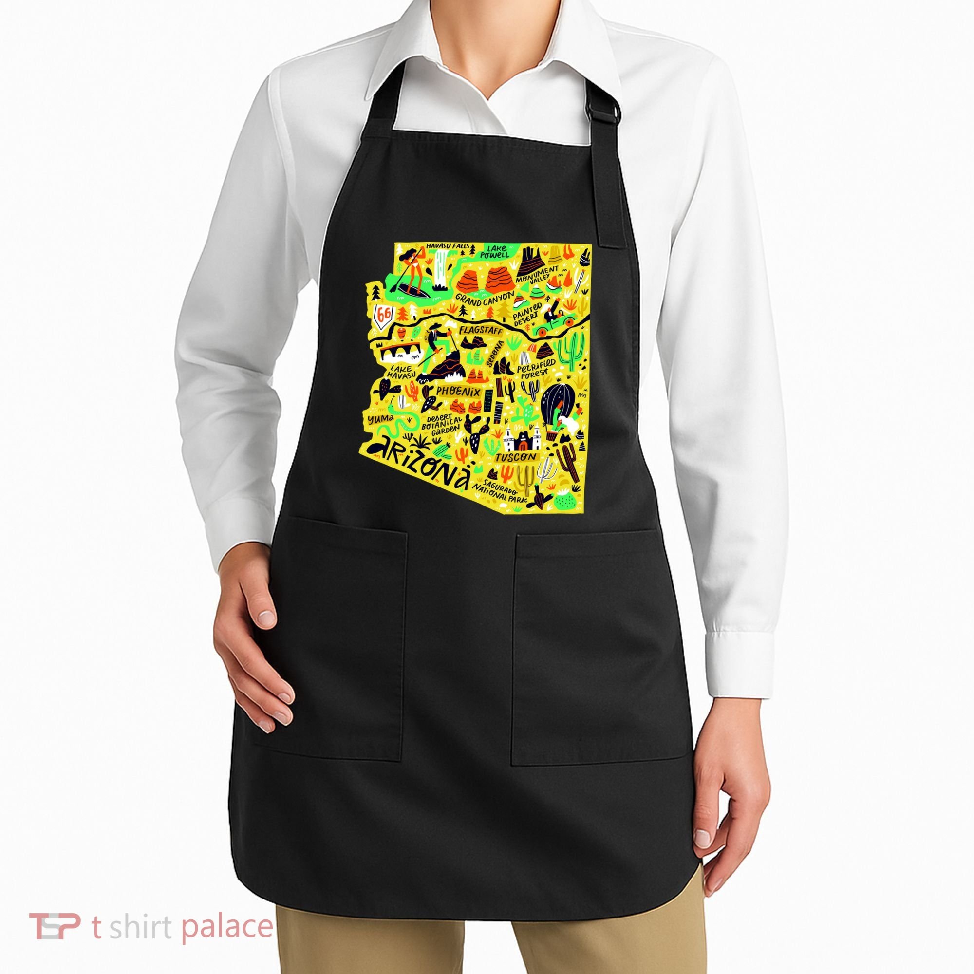 Arizona Infographic Hand Drawn Map Apron