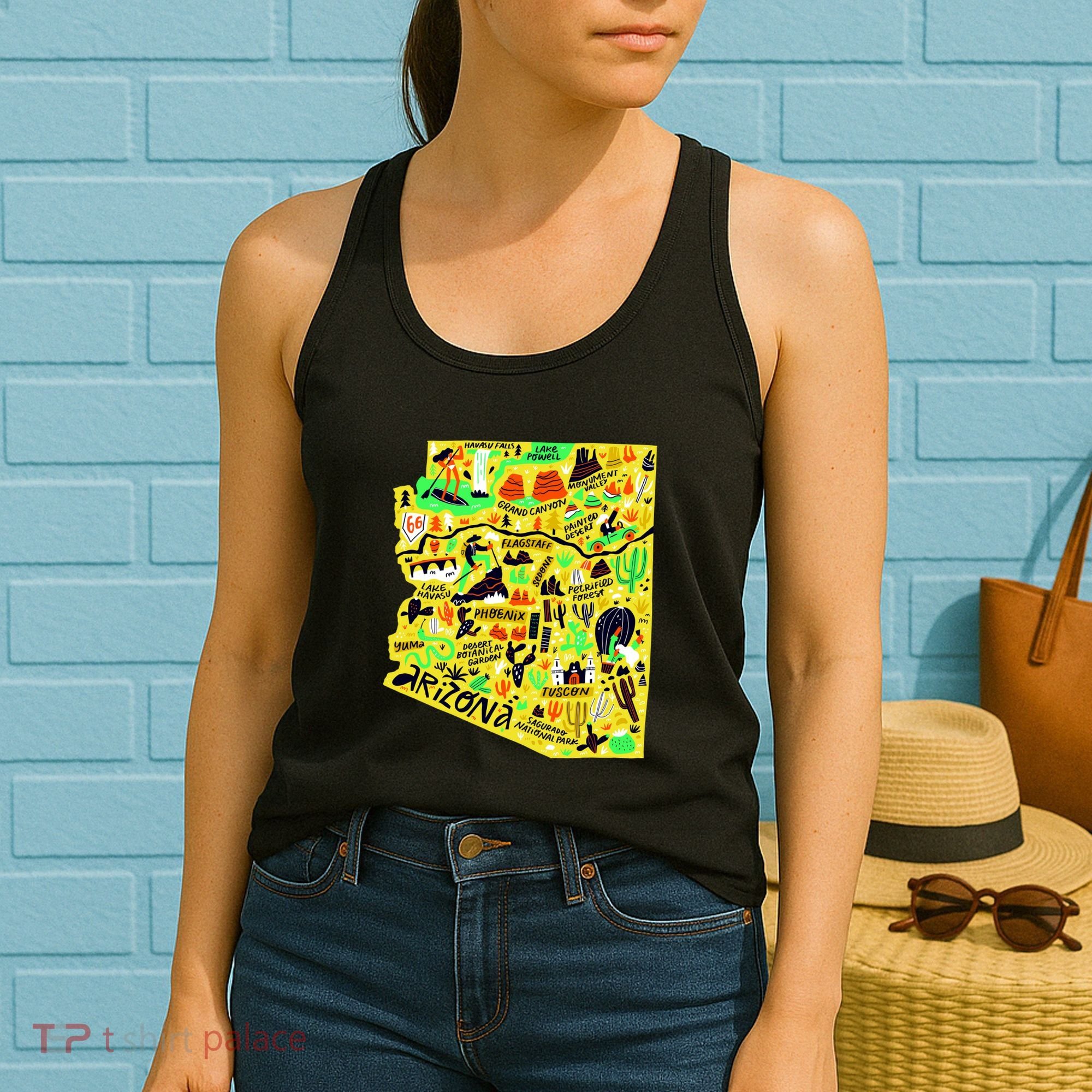 Arizona Infographic Hand Drawn Map Women's Tank Top