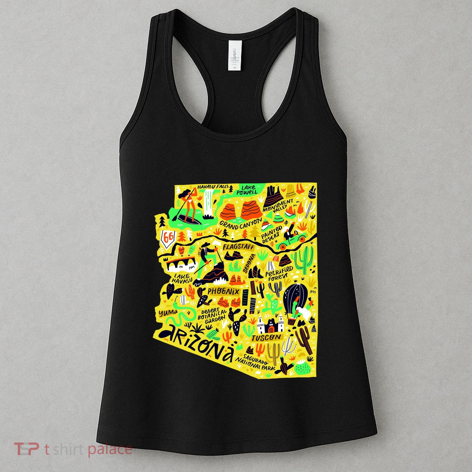 Arizona Infographic Hand Drawn Map Women's Tank Top