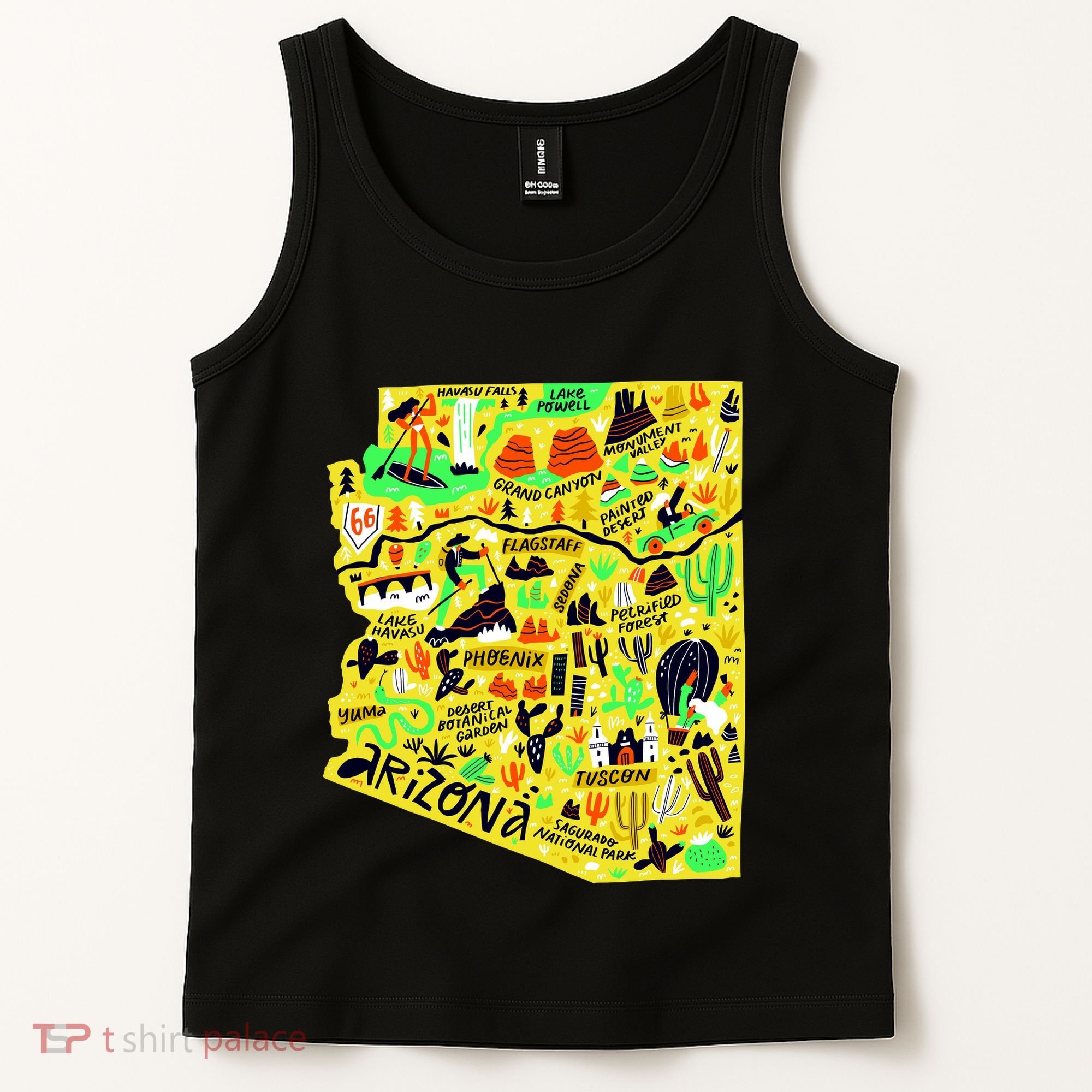 Arizona Infographic Hand Drawn Map Tank Top
