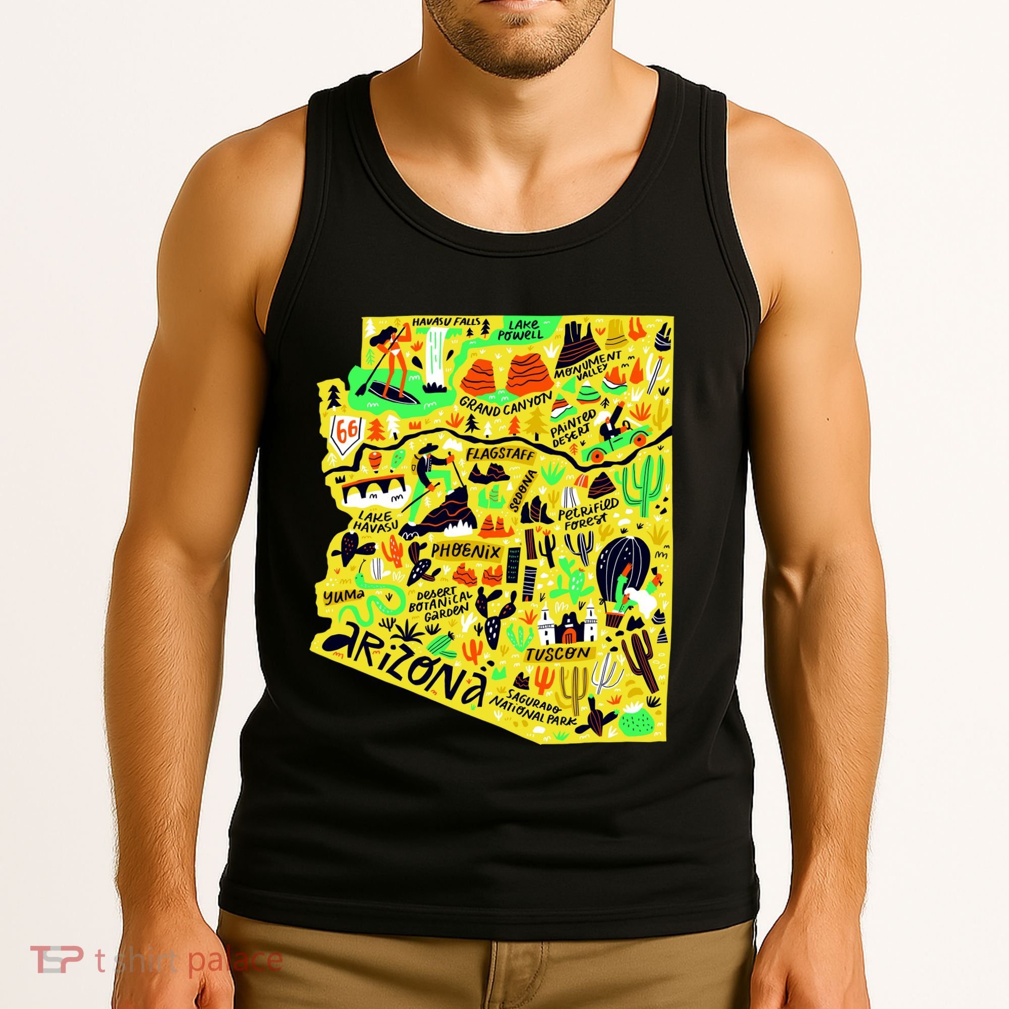 Arizona Infographic Hand Drawn Map Tank Top