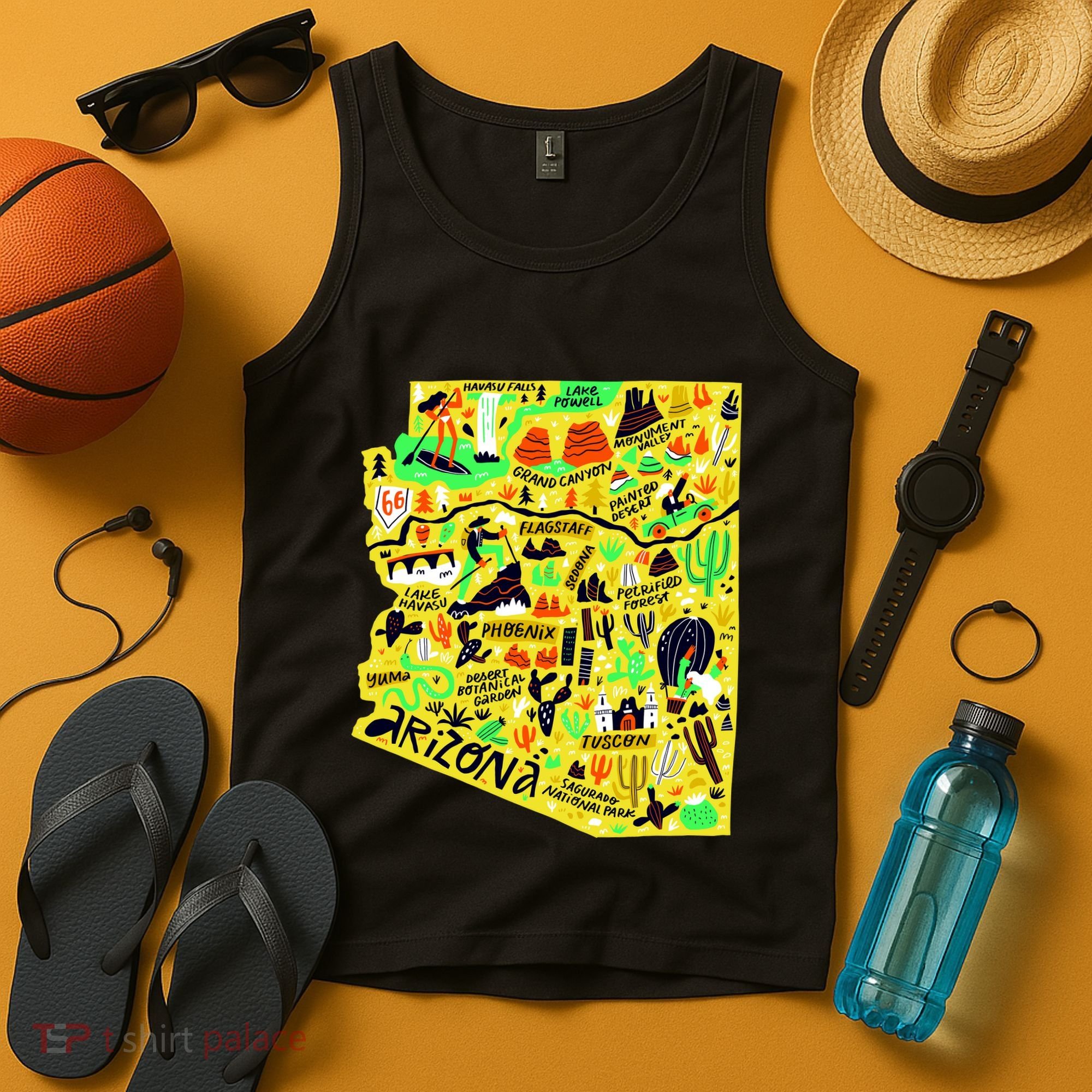 Arizona Infographic Hand Drawn Map Tank Top