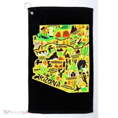 Arizona Infographic Hand Drawn Map Golf Towel