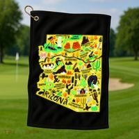 Arizona Infographic Hand Drawn Map Golf Towel thumb 1