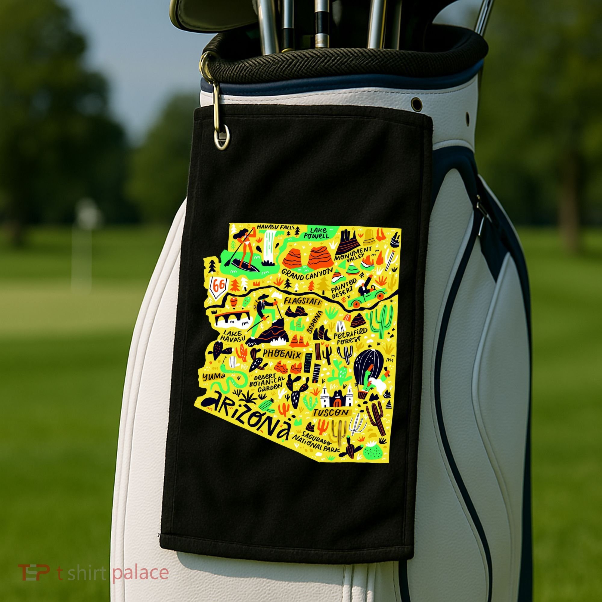 Arizona Infographic Hand Drawn Map Golf Towel