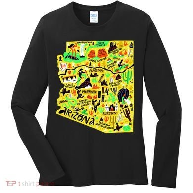 Arizona Infographic Hand Drawn Map Women's Long Sleeve Shirt