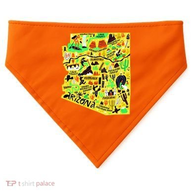 Arizona Infographic Hand Drawn Map USA-Made Doggie Bandana