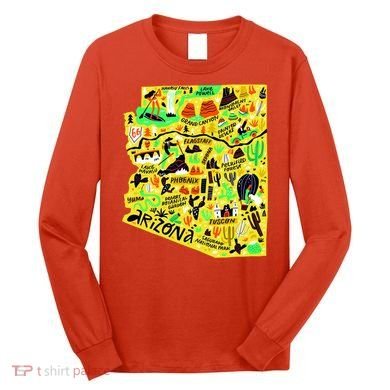 Arizona Infographic Hand Drawn Map Long Sleeve Shirt