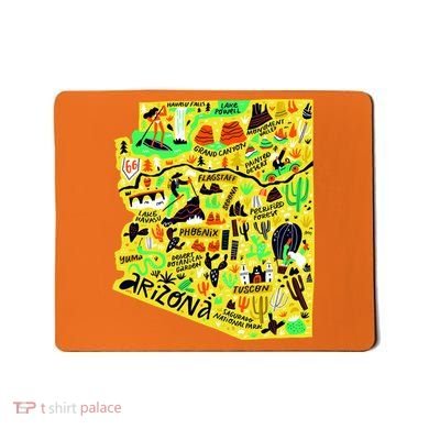 Arizona Infographic Hand Drawn Map Mousepad