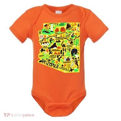 Arizona Infographic Hand Drawn Map Baby Bodysuit