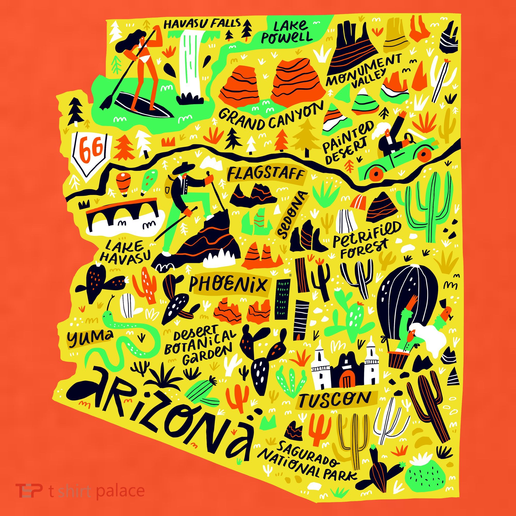 Arizona Infographic Hand Drawn Map Hat
