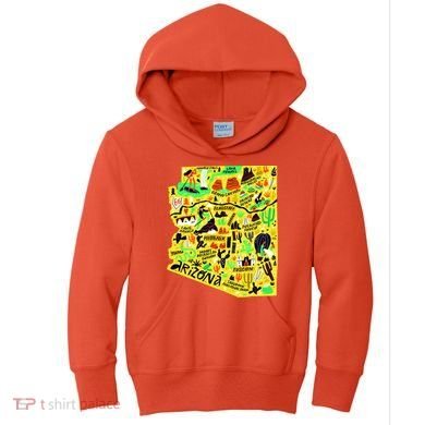 Arizona Infographic Hand Drawn Map Kids Hoodie
