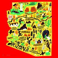 Arizona Infographic Hand Drawn Map Santa Hat thumb 1