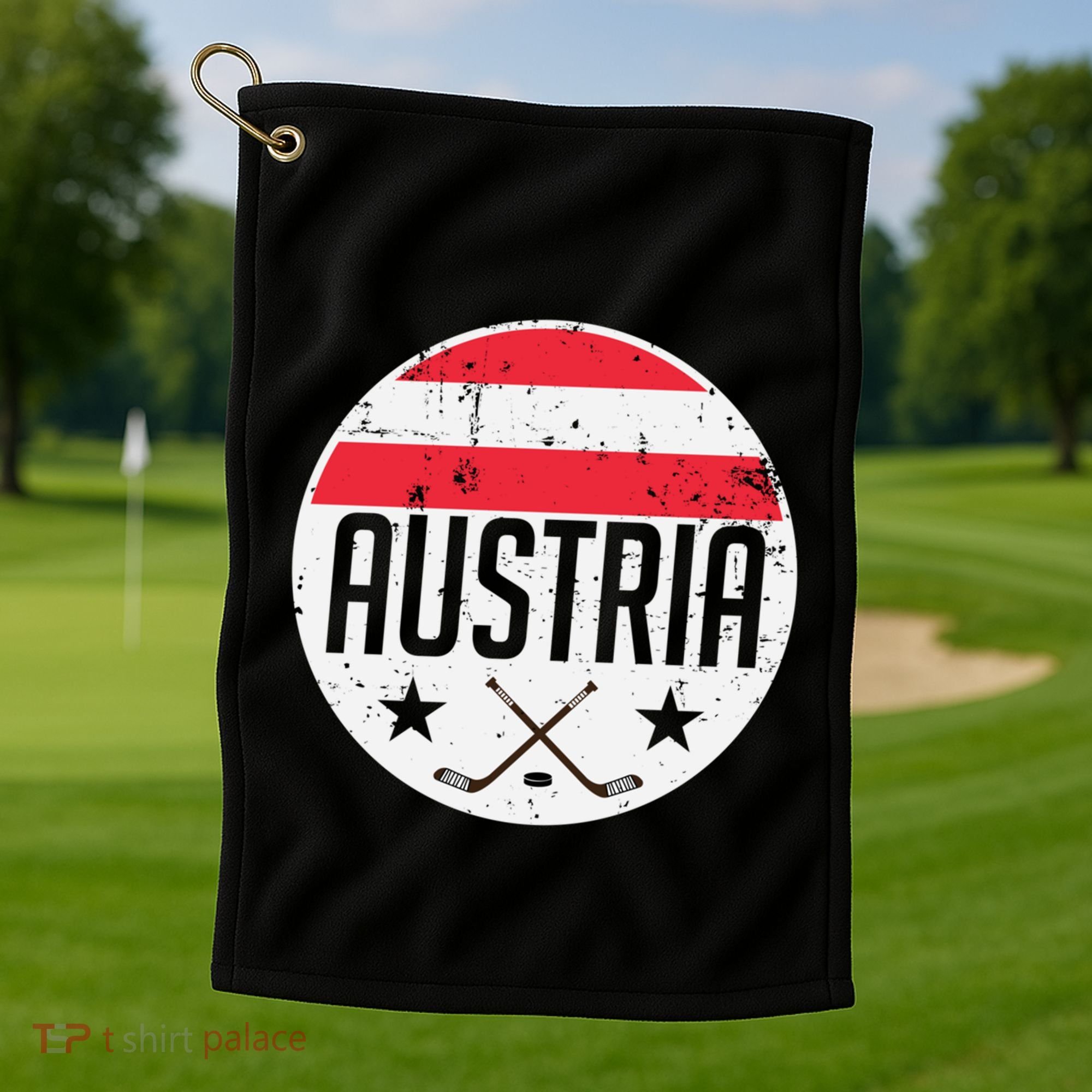 Austria Ice Hockey Flag Jersey Supporter Austrian Fan Gift Golf Towel