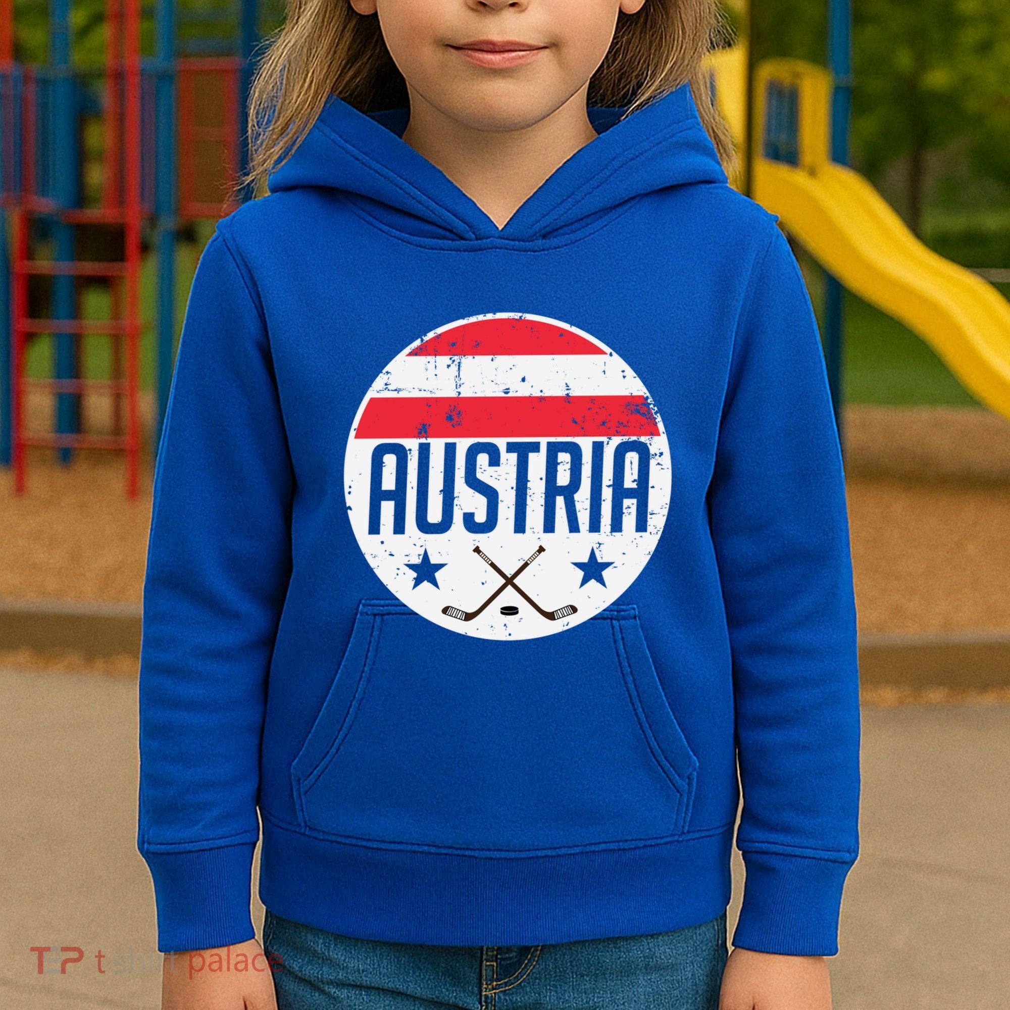 Austria Ice Hockey Flag Jersey Supporter Austrian Fan Gift Kids Hoodie