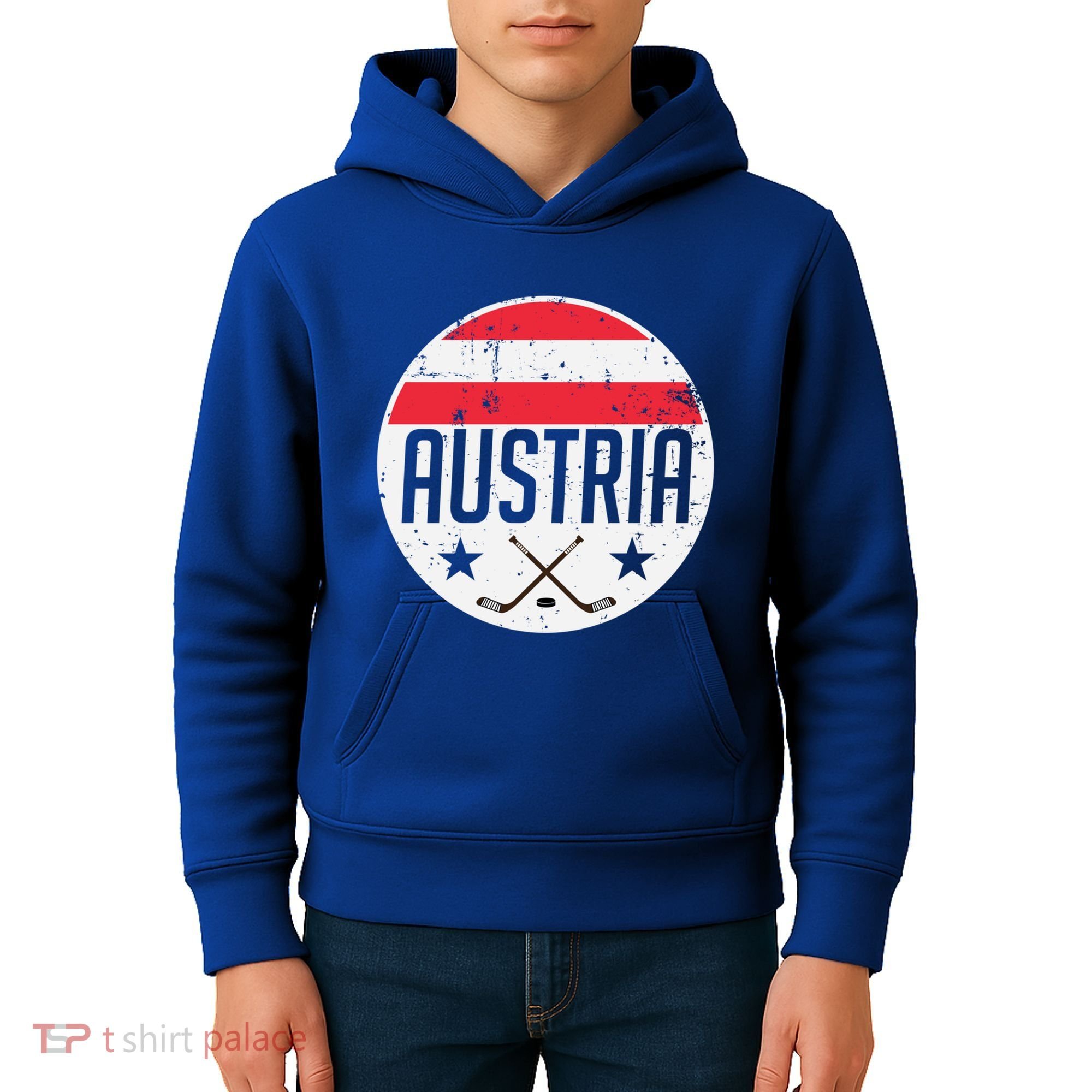 Austria Ice Hockey Flag Jersey Supporter Austrian Fan Gift Kids Hoodie