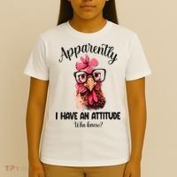 Apparently I Have An Attitude Who Knew Funny Chicken T-Shirt thumb 4