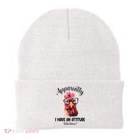 Apparently I Have An Attitude Who Knew Funny Chicken Beanie thumb 0
