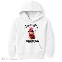 Apparently I Have An Attitude Who Knew Funny Chicken Kids Hoodie thumb 0