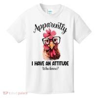 Apparently I Have An Attitude Who Knew Funny Chicken Kids T-Shirt thumb 0