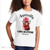 Apparently I Have An Attitude Who Knew Funny Chicken Kids T-Shirt thumb 2