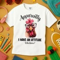Apparently I Have An Attitude Who Knew Funny Chicken Kids T-Shirt thumb 3