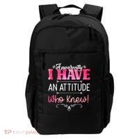Apparently I Have An Attitude Who Knew Funny Sarcastic Gift Backpack thumb 0