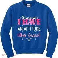Apparently I Have An Attitude Who Knew Funny Sarcastic Gift Kids Sweatshirt thumb 0