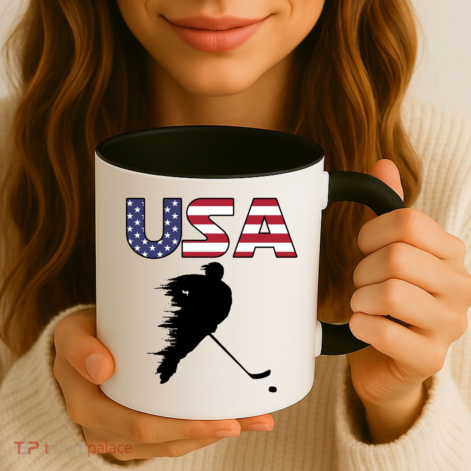 America Ice Hockey USA Flag Coffee Mug