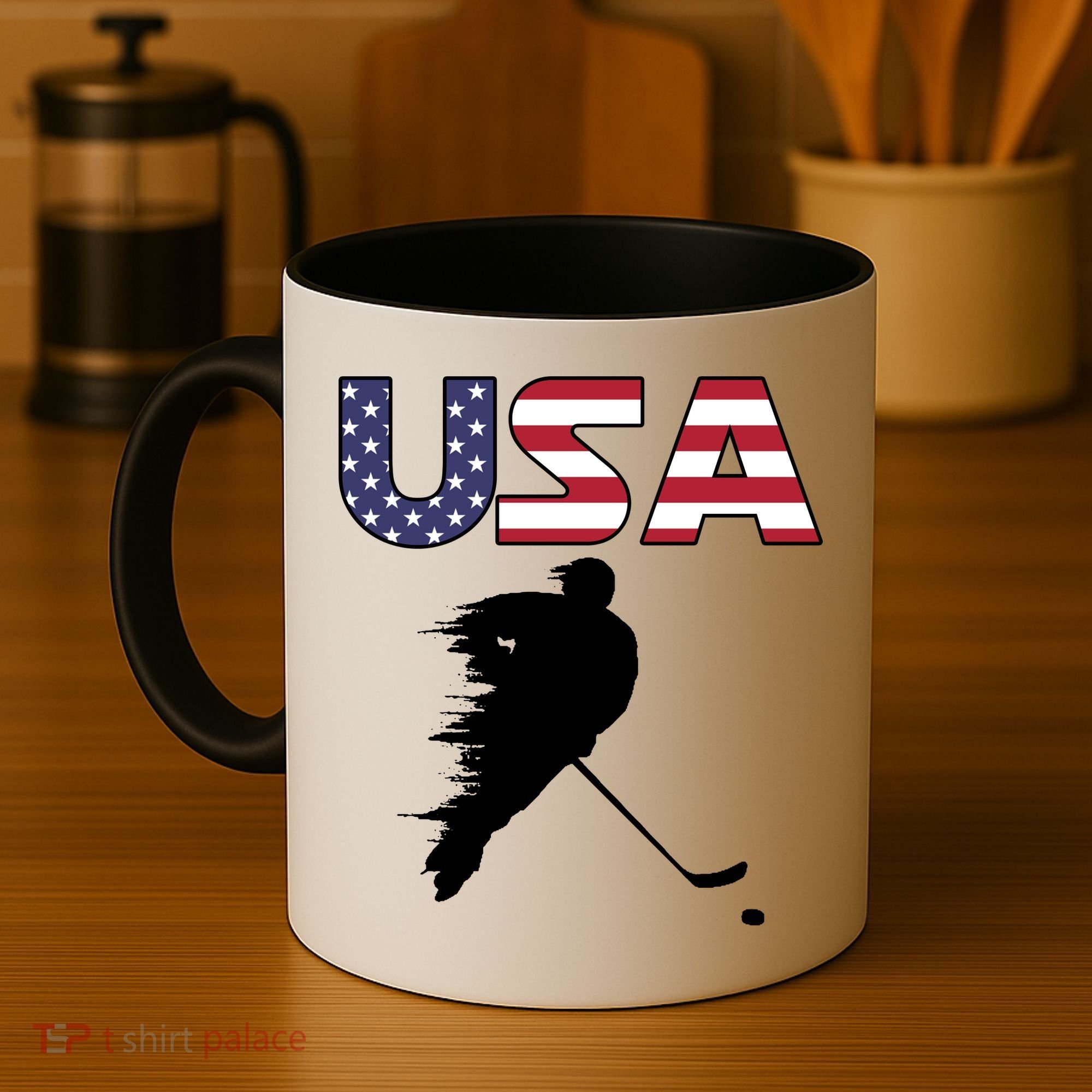 America Ice Hockey USA Flag Coffee Mug