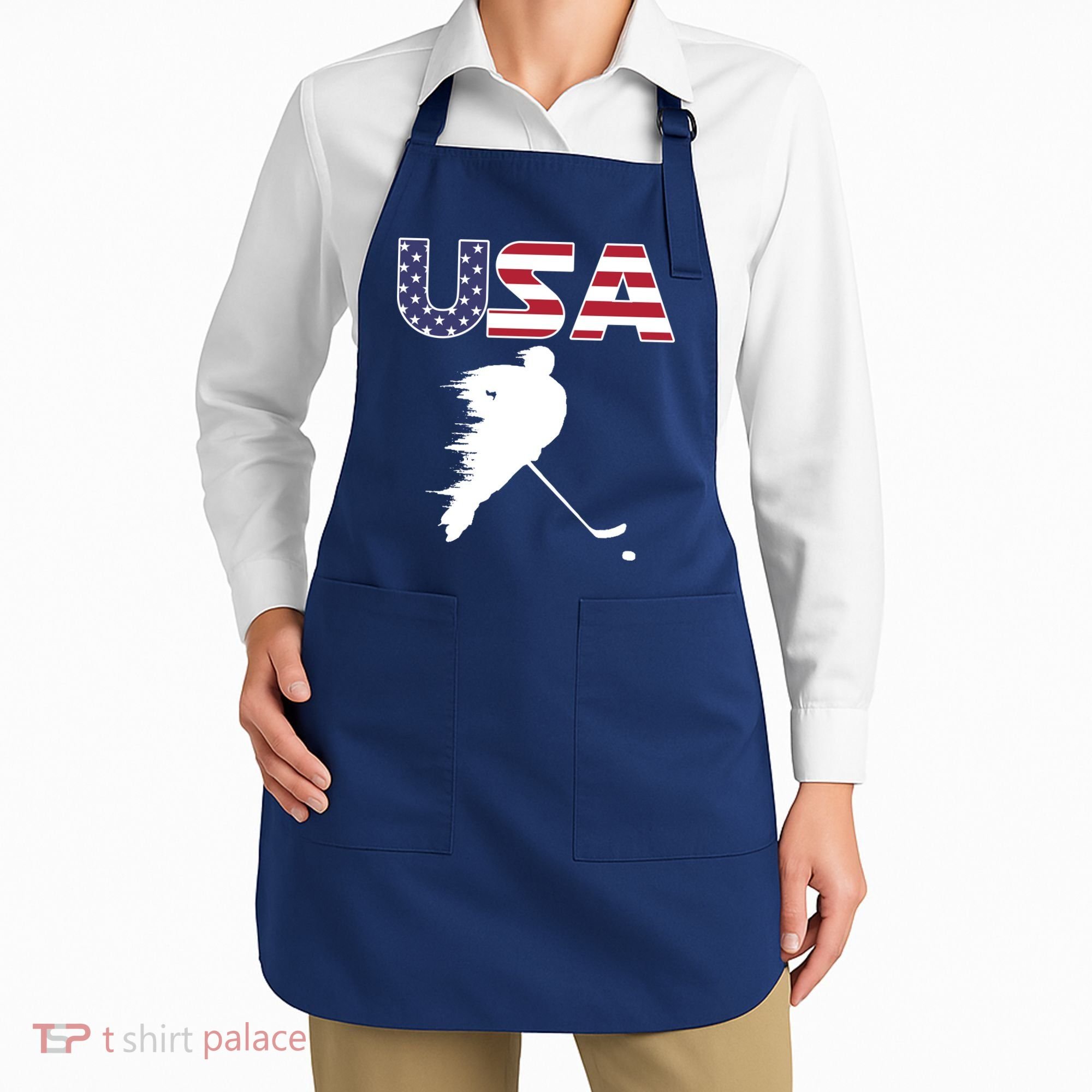 America Ice Hockey USA Flag Apron