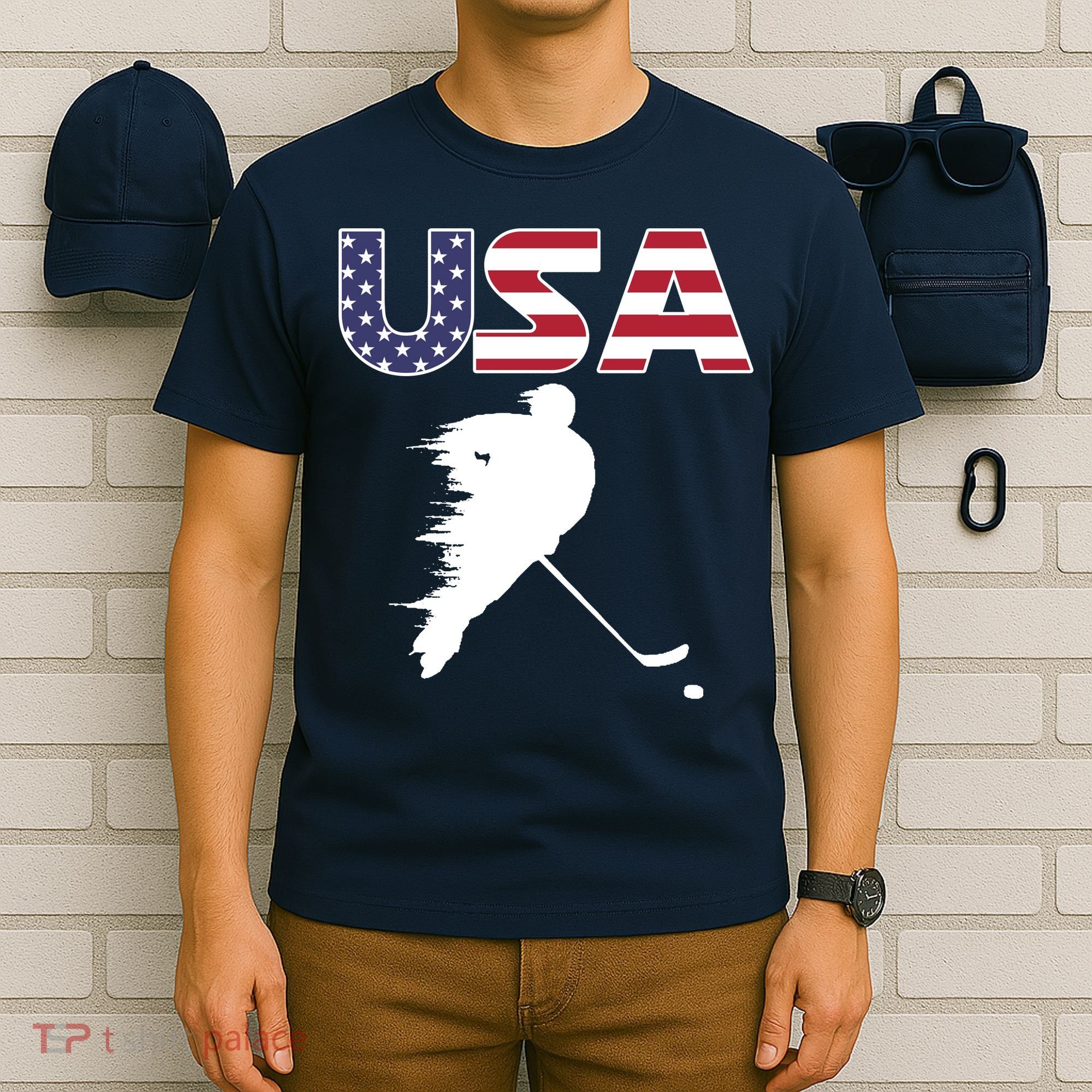 America Ice Hockey USA Flag T-Shirt