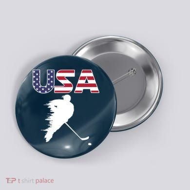 America Ice Hockey USA Flag Button