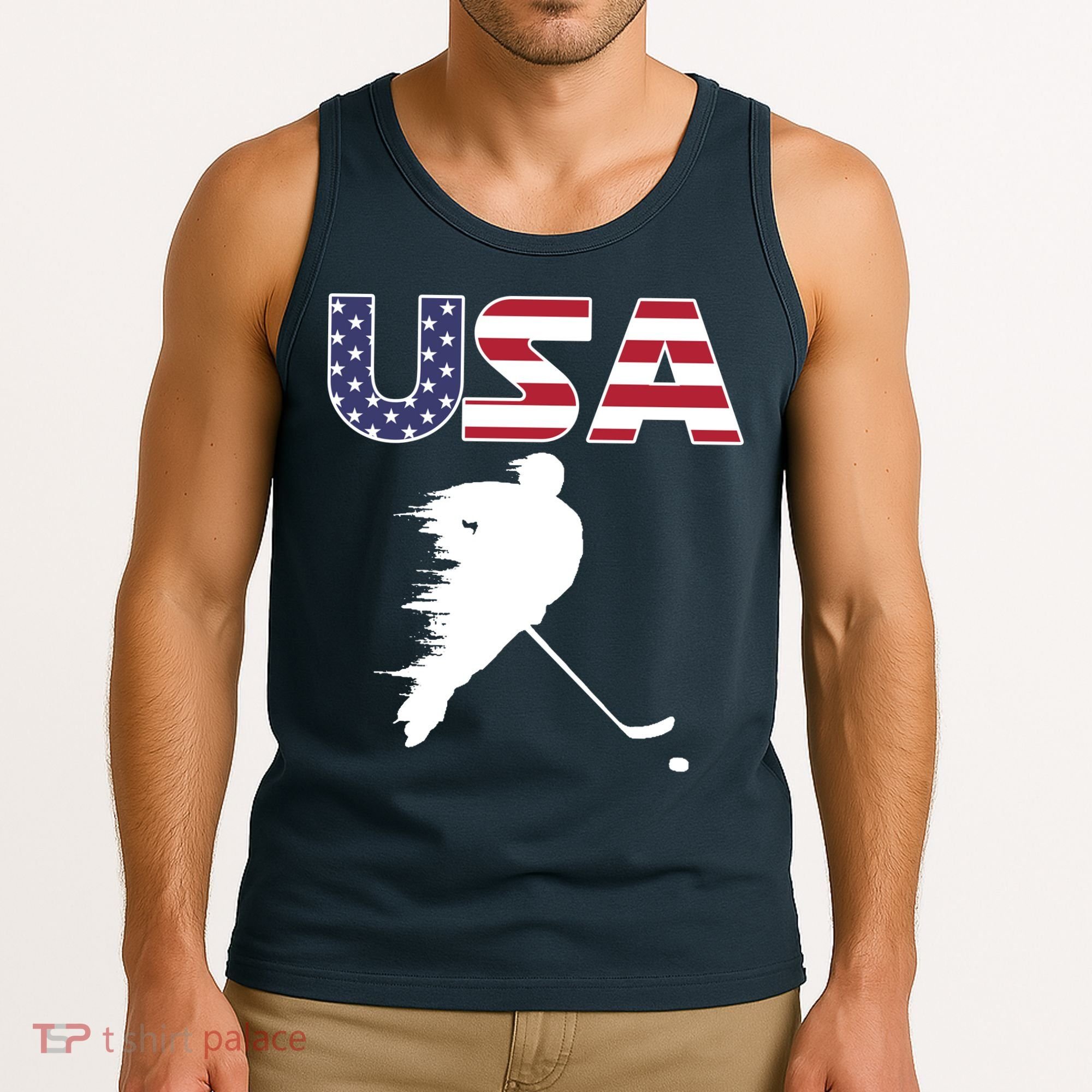 America Ice Hockey USA Flag Tank Top