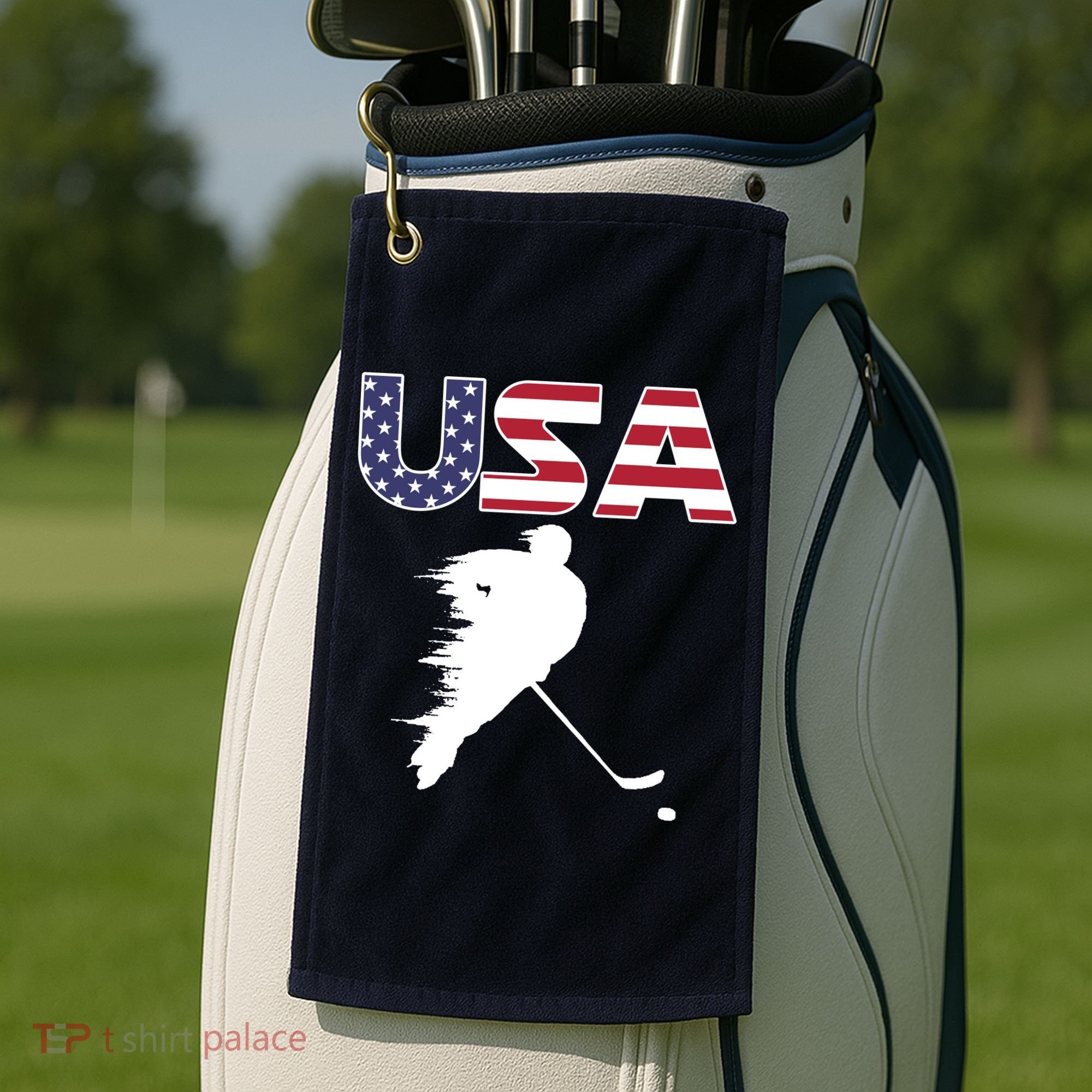 America Ice Hockey USA Flag Golf Towel