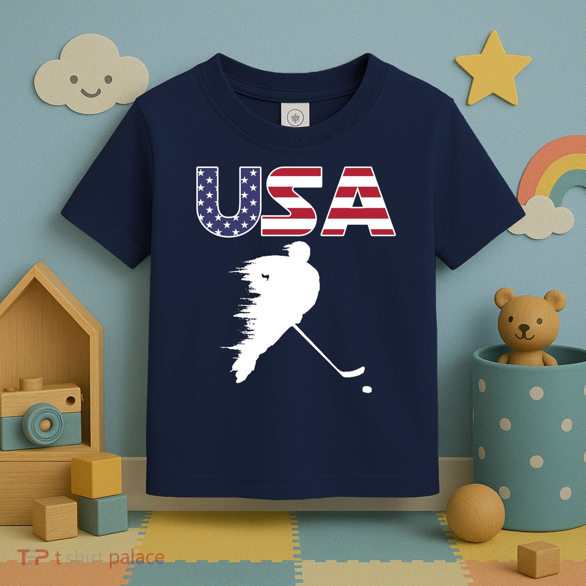 America Ice Hockey USA Flag Toddler T-Shirt
