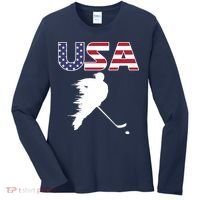America Ice Hockey USA Flag Women's Long Sleeve Shirt thumb 0